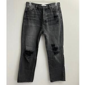 Kancan 90’s Boyfriend Jeans Women’s Sz 11/29 Black Distressed Baggy Button Fly